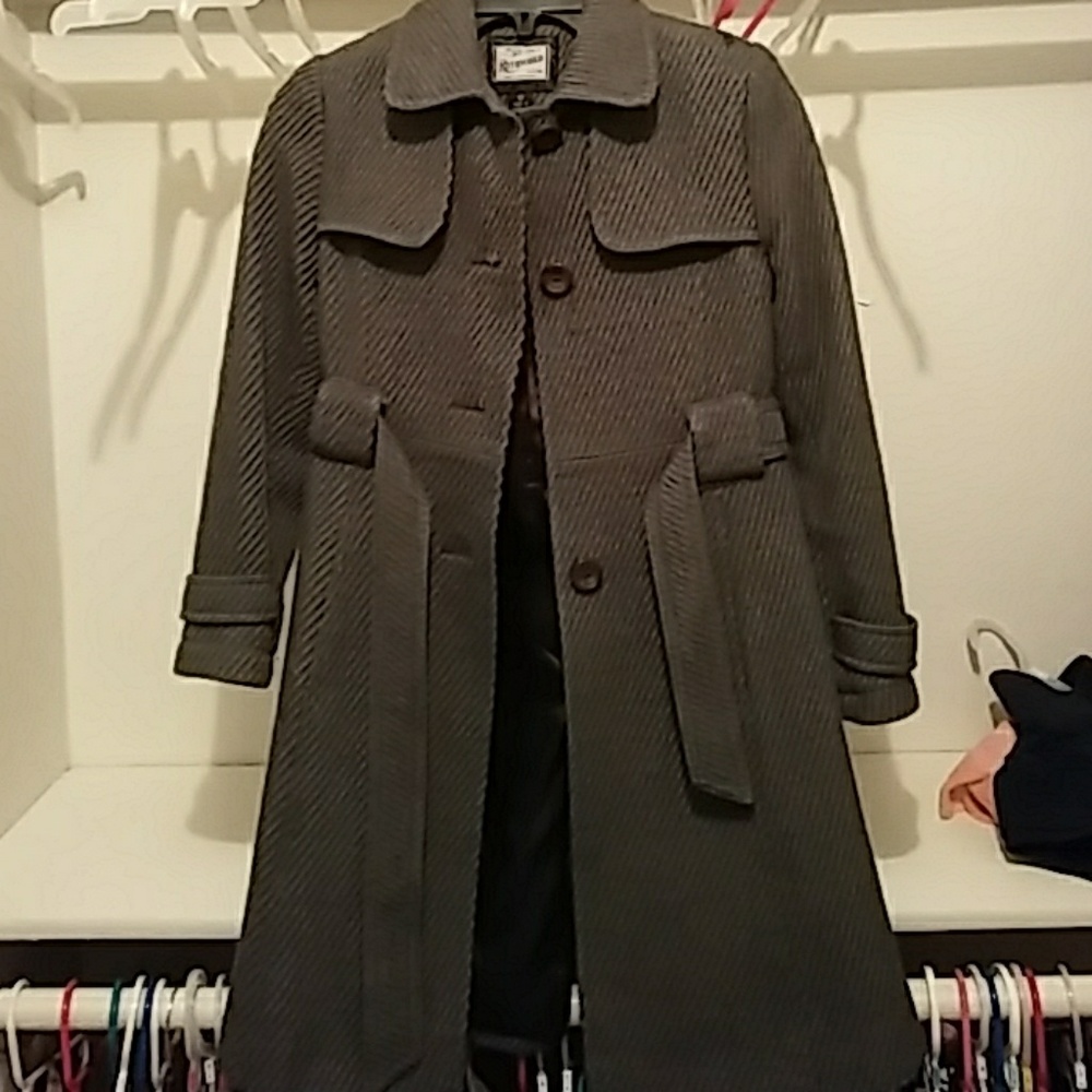 Girls Wool Grey Trench Coat W/belt